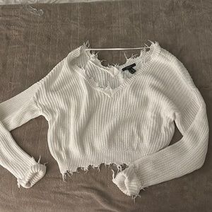White Distressed Sweater